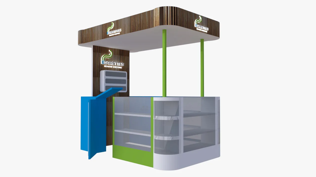 Render en tres dimensiones del kiosco antes de fabricarlo